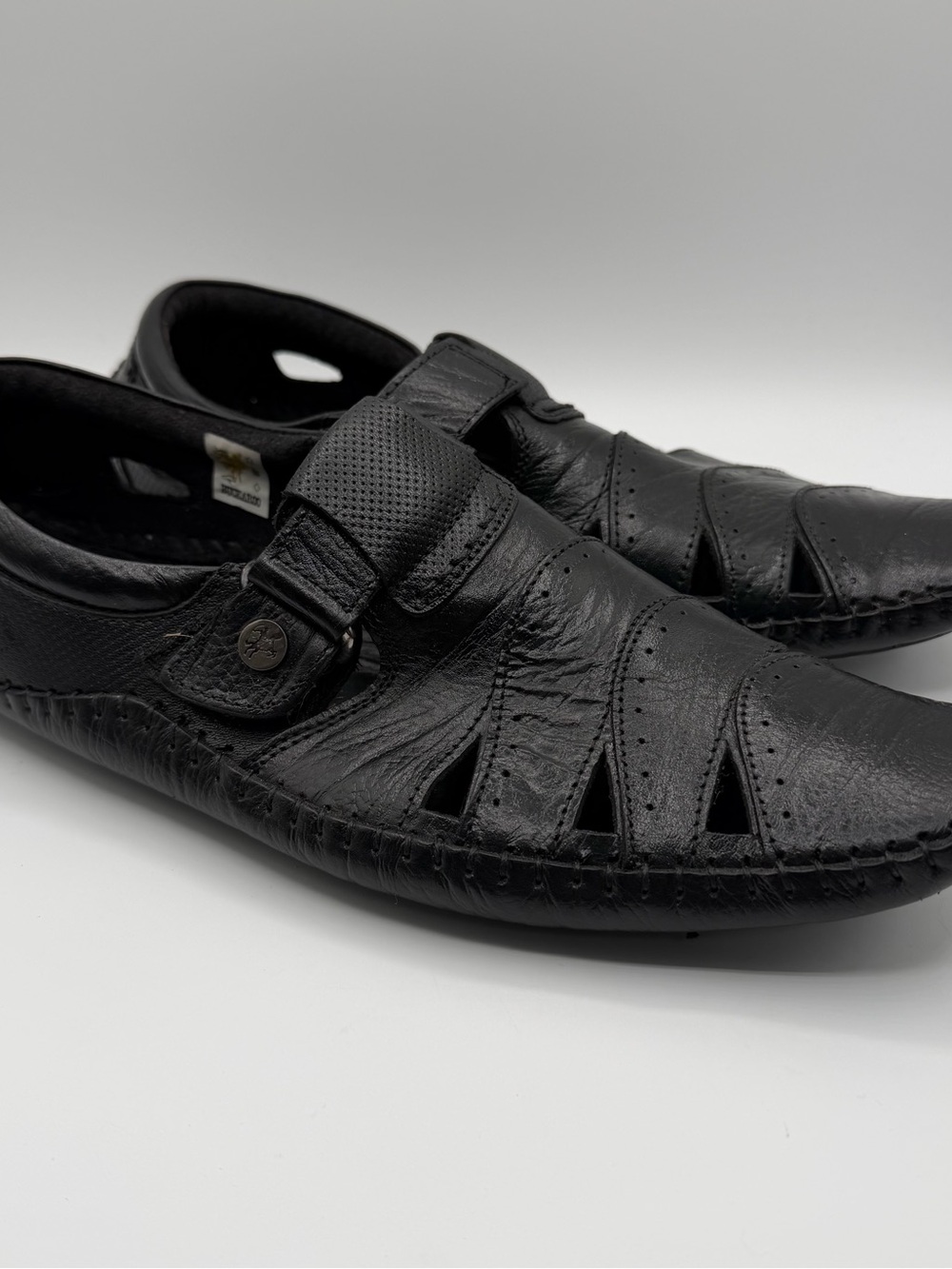 Buckaroo Carlin NX Black Leather Fisherman Sandals Closed Toe US 11